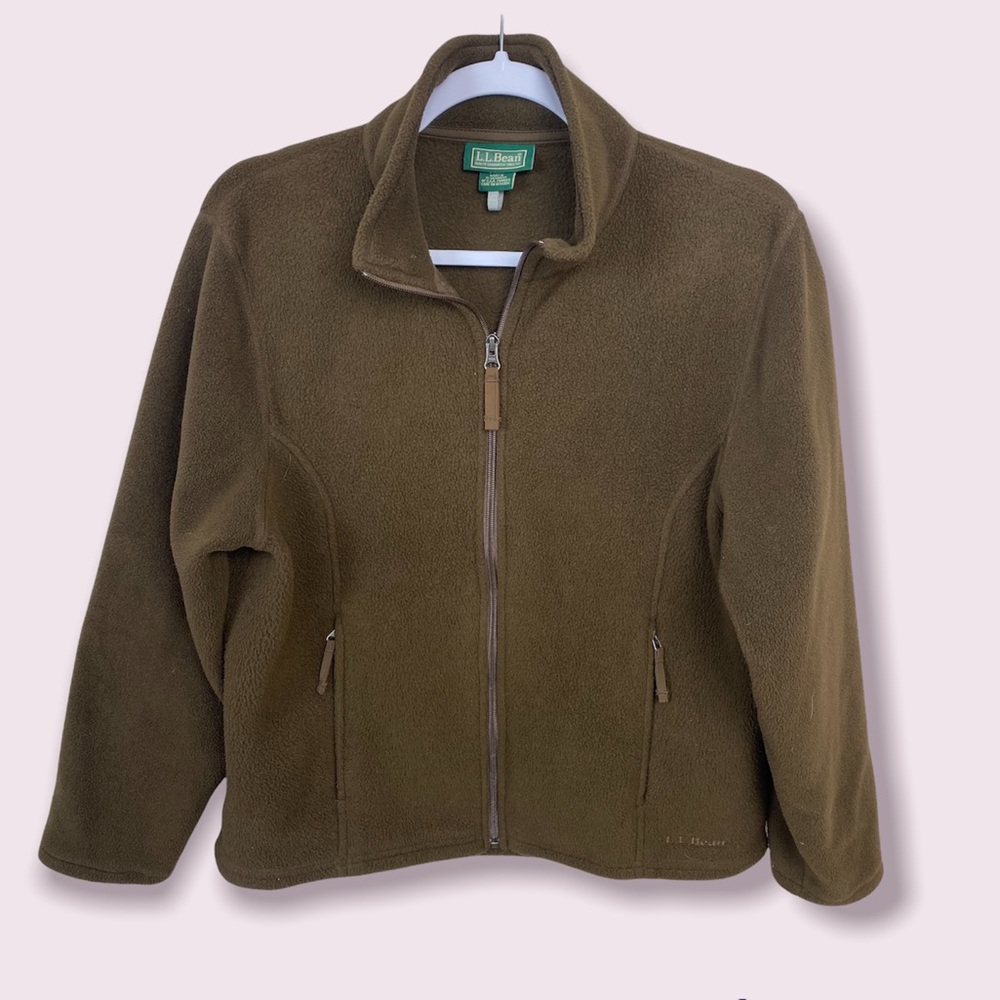 L.L. Bean Brown Fleece Full Zip Pullover Sweater